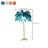 Artistic Blue Feather Gold Branch Base Floor Lamp #size