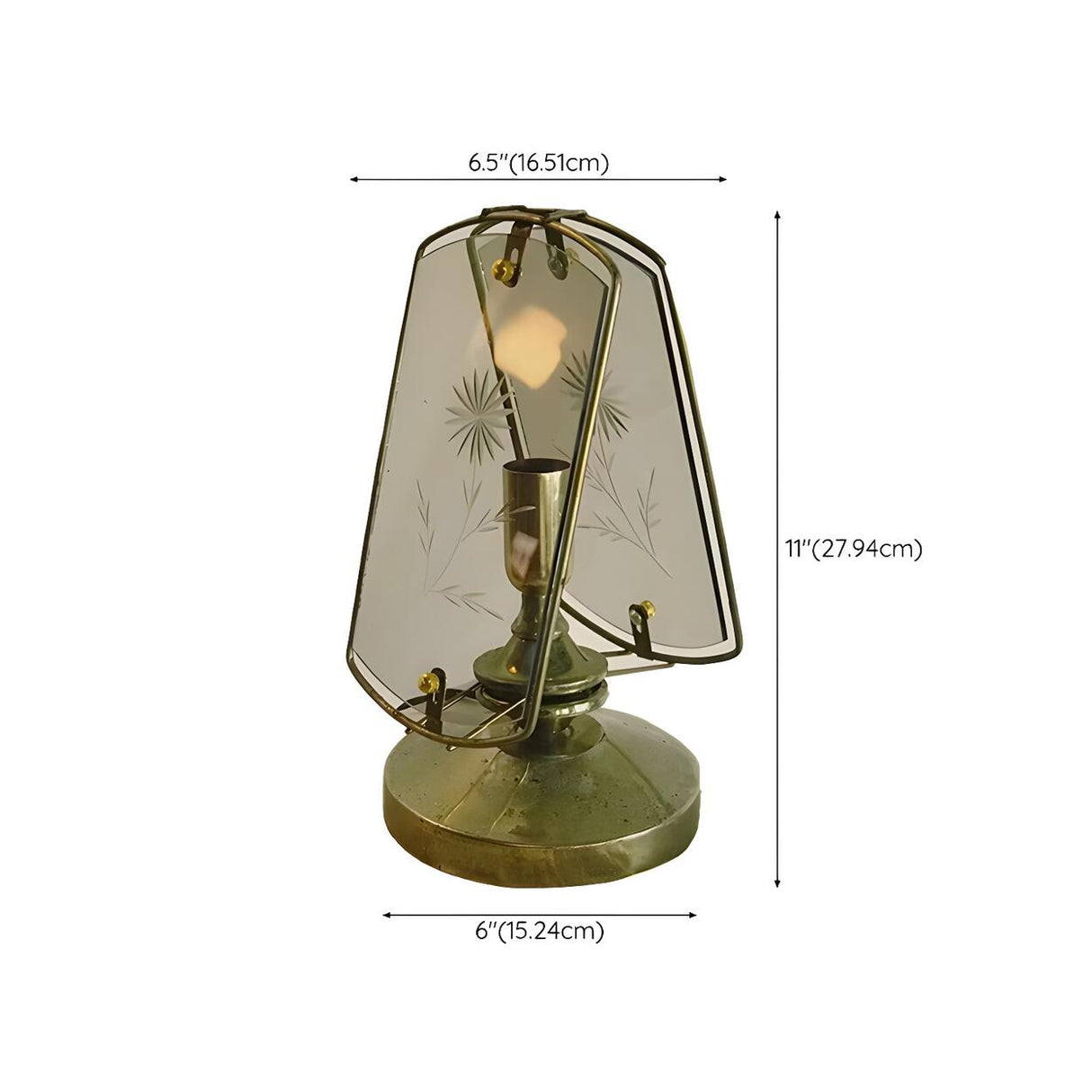 Artistic Brass Triangle Shape Glass Modern Table Lamp 