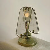 Artistic Brass Triangle Shape Glass Modern Table Lamp Image - 2