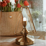 Artistic Brass Triangle Shape Glass Modern Table Lamp Image - 7