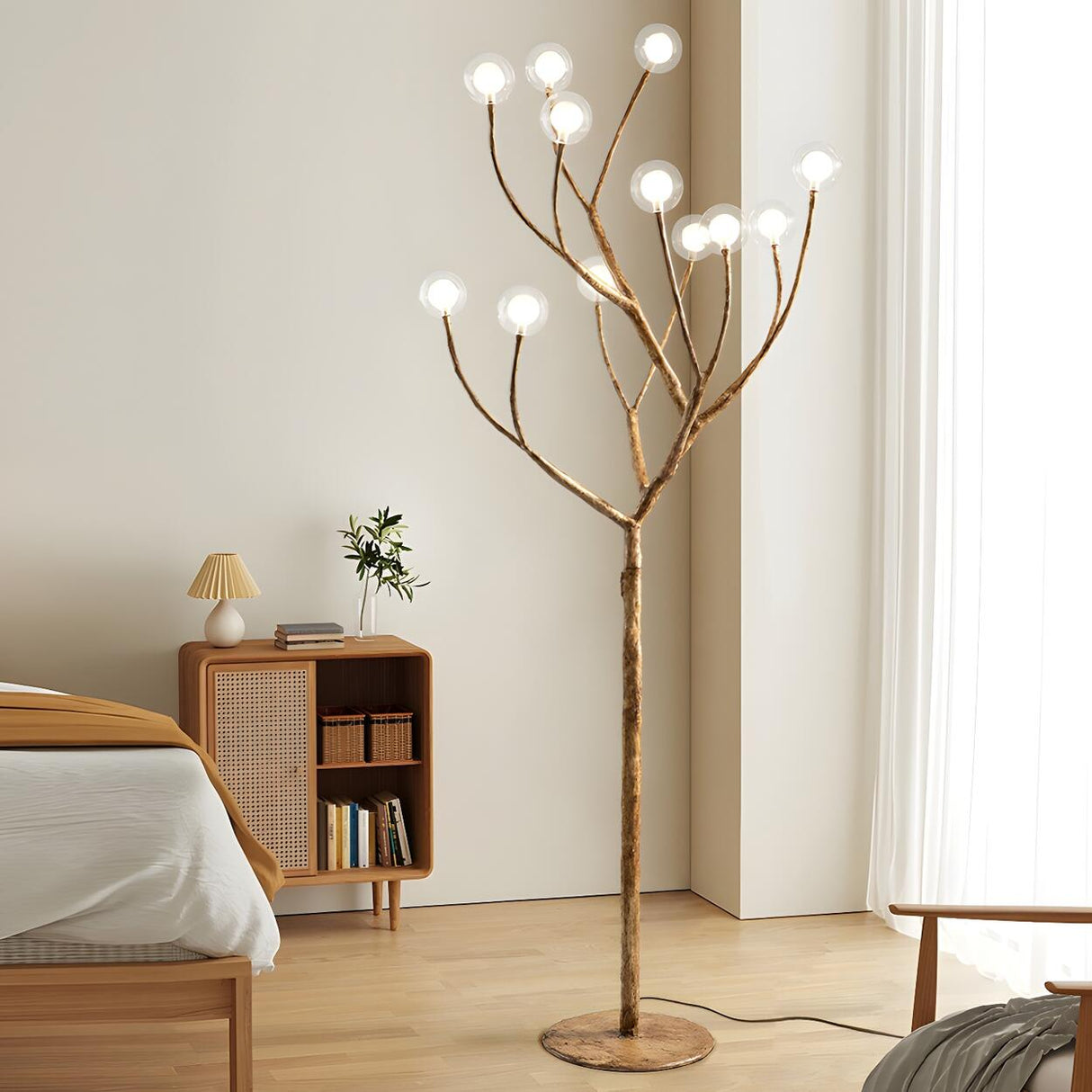 Artistic Brown Tree Branch Modern Metal Floor Lamp Image - 1