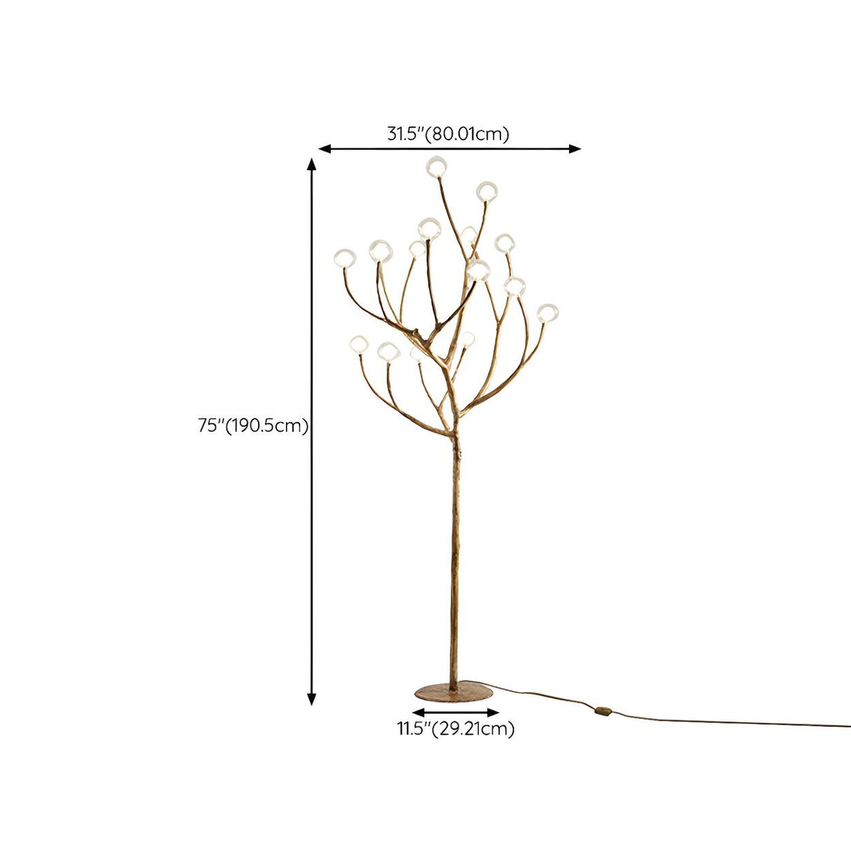 Artistic Brown Tree Branch Modern Metal Floor Lamp Image - 17