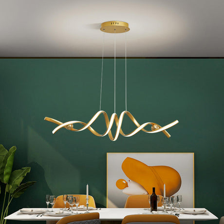 Artistic Curve Gold Adjustable Island Pendant Light Image - 1