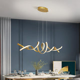 Artistic Curve Gold Adjustable Island Pendant Light Image - 2