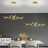 Artistic Curve Gold Adjustable Island Pendant Light Image - 4