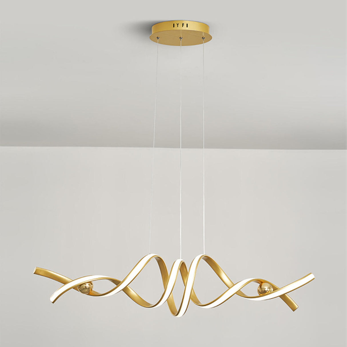 Artistic Curve Gold Adjustable Island Pendant Light Image - 7