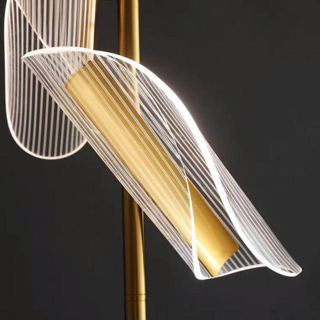 Artistic Curved Adjustable Gold Metal Floor Lamp Image - 2