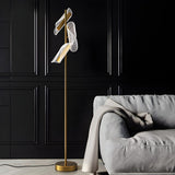 Artistic Curved Adjustable Gold Metal Floor Lamp Image - 9