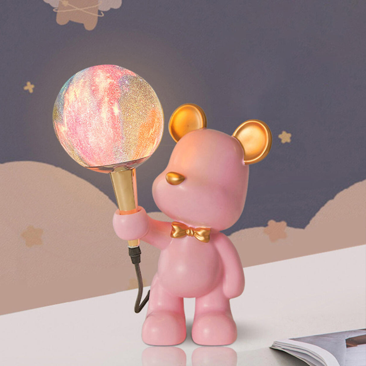 Artistic Cute Bear Resin Table Lamp with Rocker Switch Image - 10