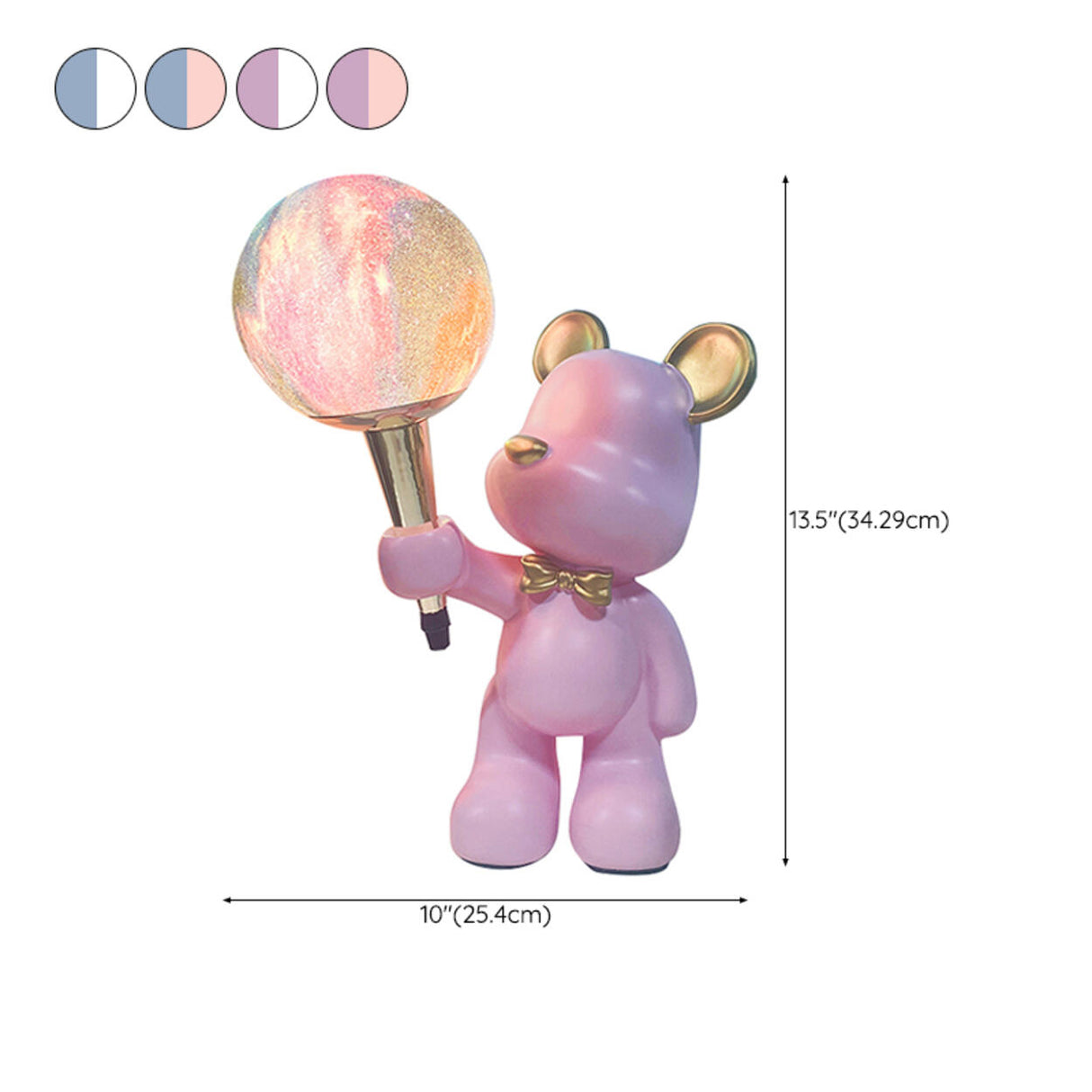 Artistic Cute Bear Resin Table Lamp with Rocker Switch 