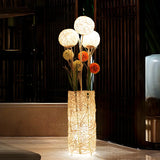 Artistic Cylinder Rattan Wooden Column Floor Lamp Image - 1