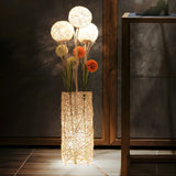 Artistic Cylinder Rattan Wooden Column Floor Lamp Image - 4