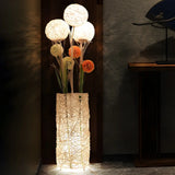 Artistic Cylinder Rattan Wooden Column Floor Lamp Image - 6