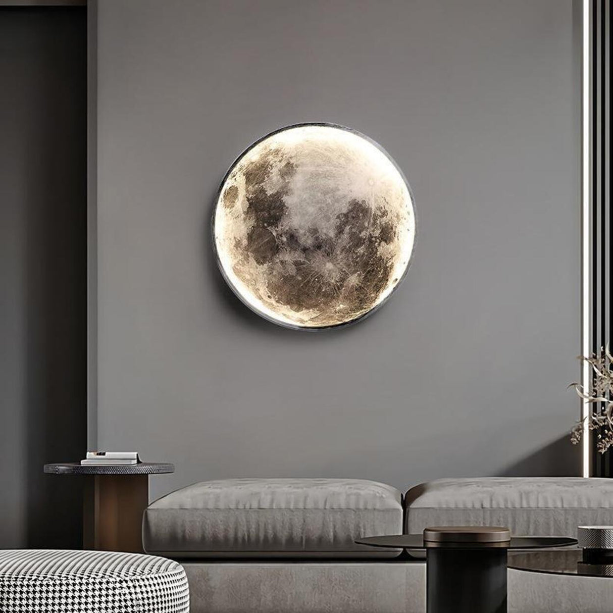 Artistic Deco Full Moon LED Wall Sconce Image - 1