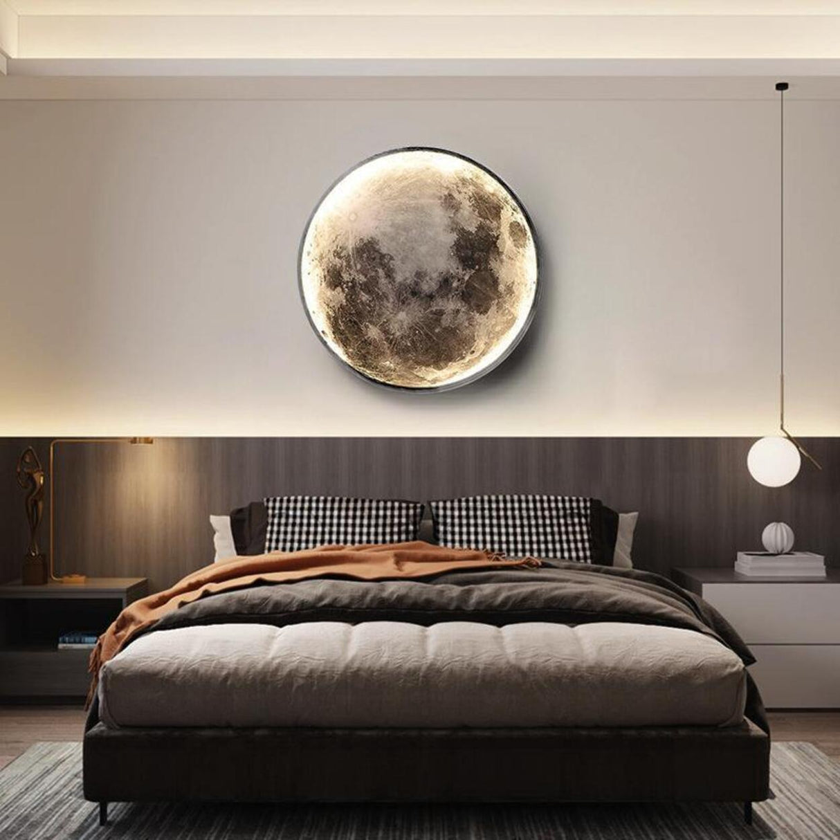 Artistic Deco Full Moon LED Wall Sconce Image - 2