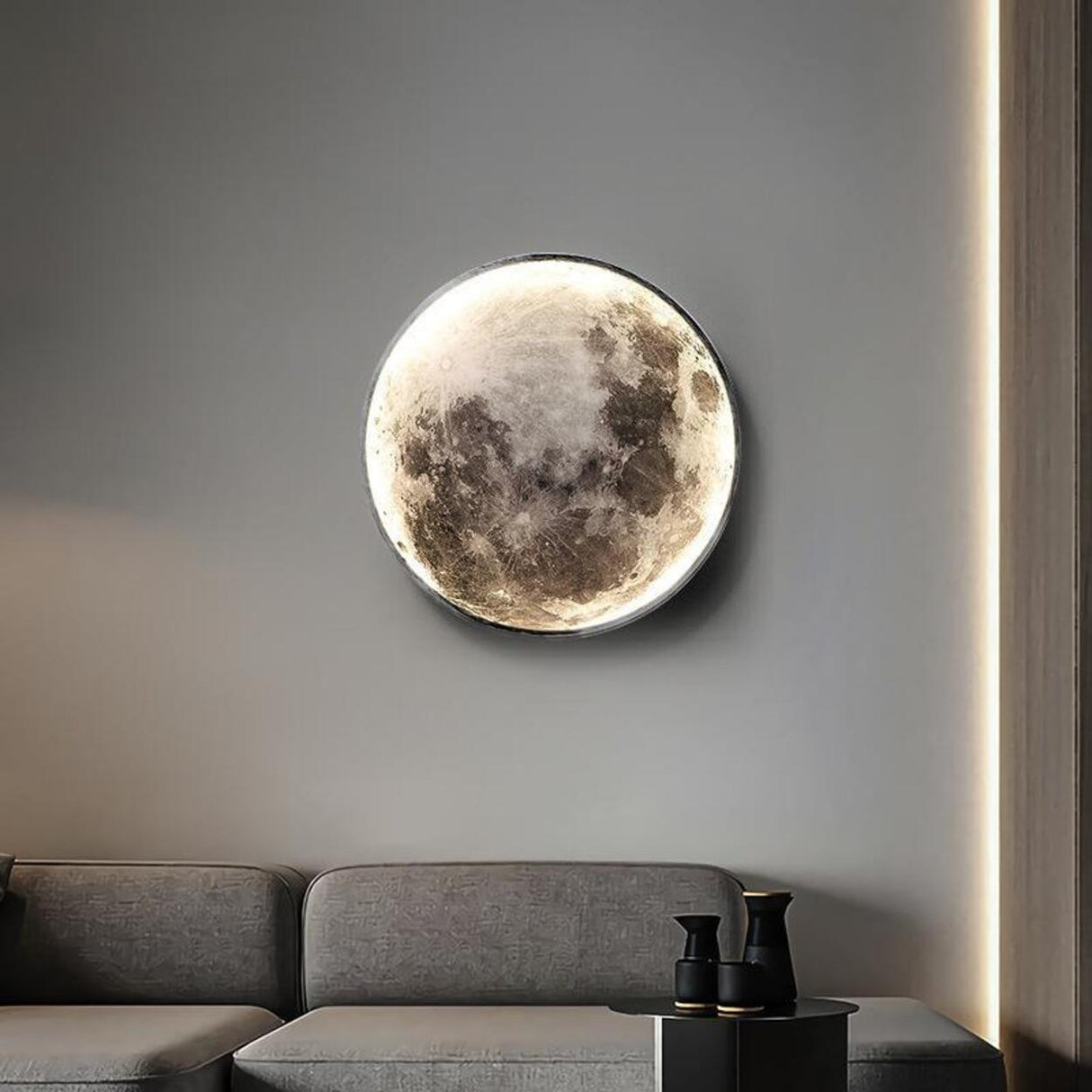 Artistic Deco Full Moon LED Wall Sconce Image - 3