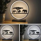 Artistic Deer Silhouette Circular Metal LED Table Lamp Image - 14