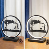 Artistic Deer Silhouette Circular Metal LED Table Lamp Image - 15