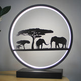 Artistic Deer Silhouette Circular Metal LED Table Lamp Image - 8