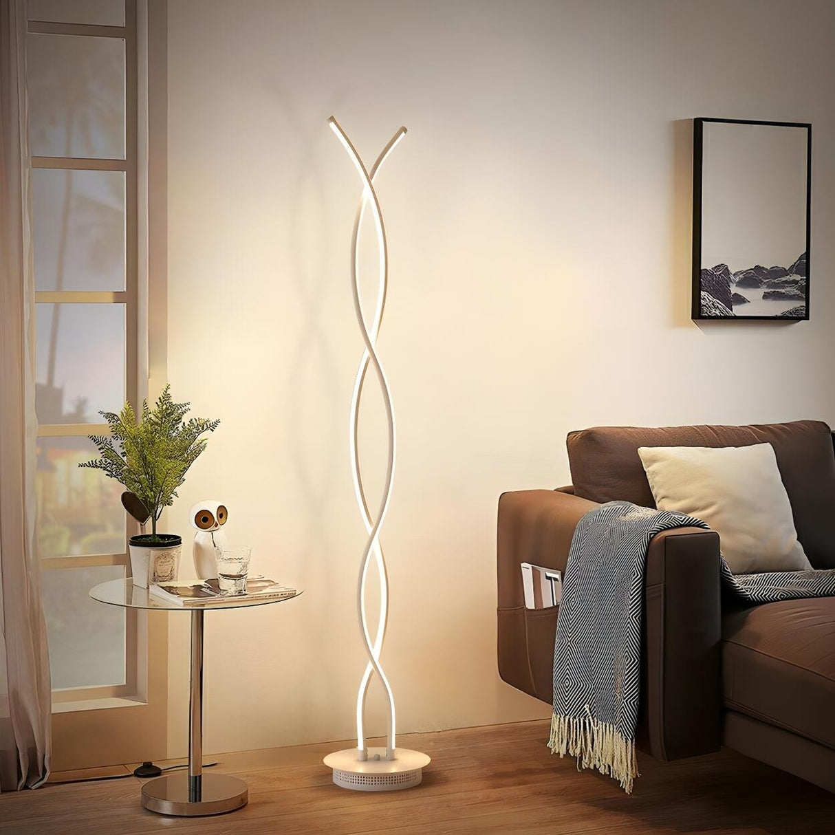 Artistic Design Modern White Spiral LED Floor Lamp Image - 4