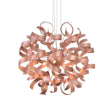 Artistic Dining Room Rose Gold Ribbon Sculptural Chandelier Image - 4