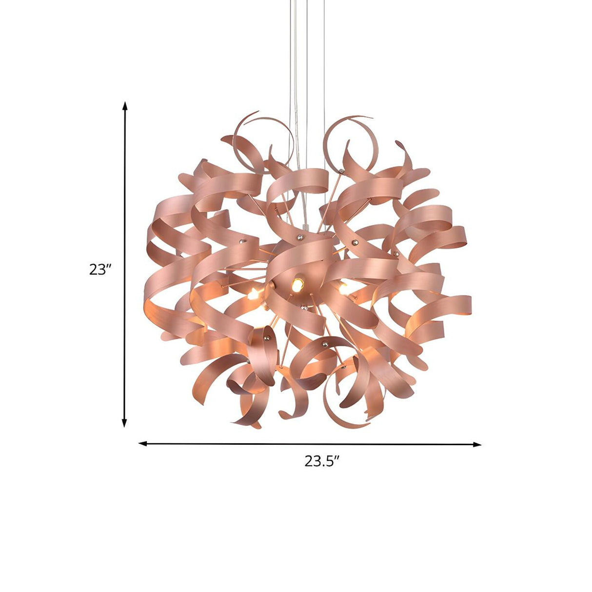 Artistic Dining Room Rose Gold Ribbon Sculptural Chandelier 