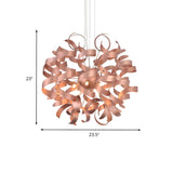 Artistic Dining Room Rose Gold Ribbon Sculptural Chandelier #size