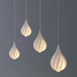 Artistic Dining Room White Teardrop Pendant Light Image - 1