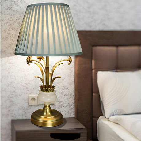 Artistic Elegant Gold Floral Metal Base Table Lamp Image - 1