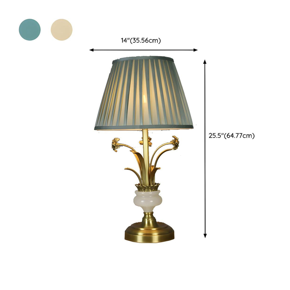 Artistic Elegant Gold Floral Metal Base Table Lamp 