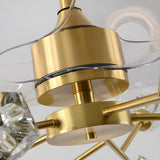 Artistic Firefly Crystal Decor Brass Ceiling Fan Light Image - 12