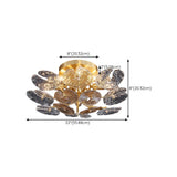 Artistic Floral Brass Crystal Semi-Flush Mount Light Image - 16