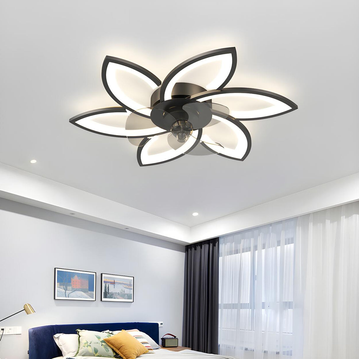 Artistic Flower Geometric Ceiling Fan with LED Light Image - 21