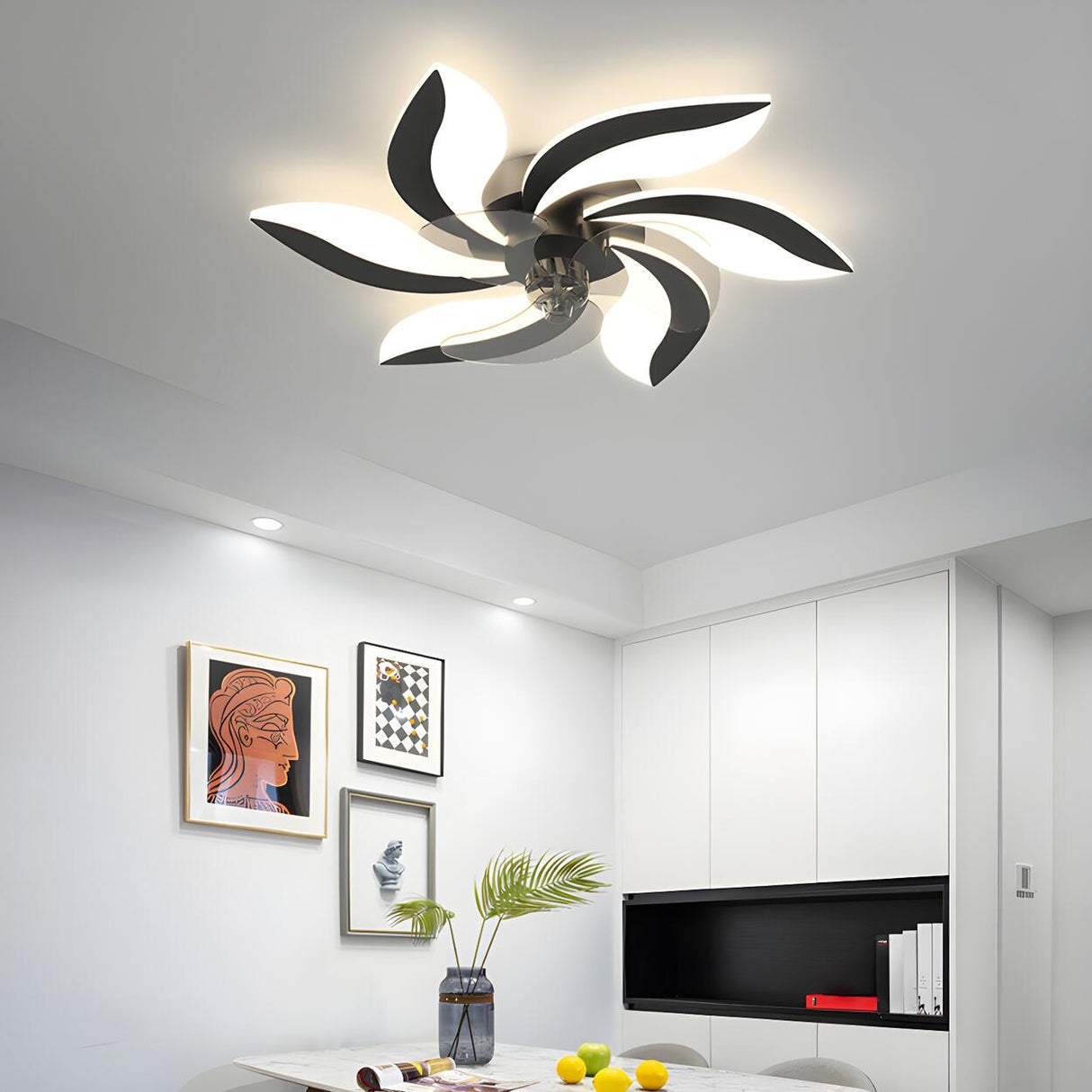 Artistic Flower Geometric Ceiling Fan with LED Light Image - 22