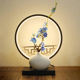 Artistic Flower Vase LED Circle Decor Metal Table Lamp Image - 10