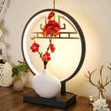 Artistic Flower Vase LED Circle Decor Metal Table Lamp Image - 15