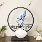 Artistic Flower Vase LED Circle Decor Metal Table Lamp Image - 16