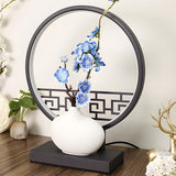 Artistic Flower Vase LED Circle Decor Metal Table Lamp Image - 19