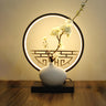 Artistic Flower Vase LED Circle Decor Metal Table Lamp Image - 2