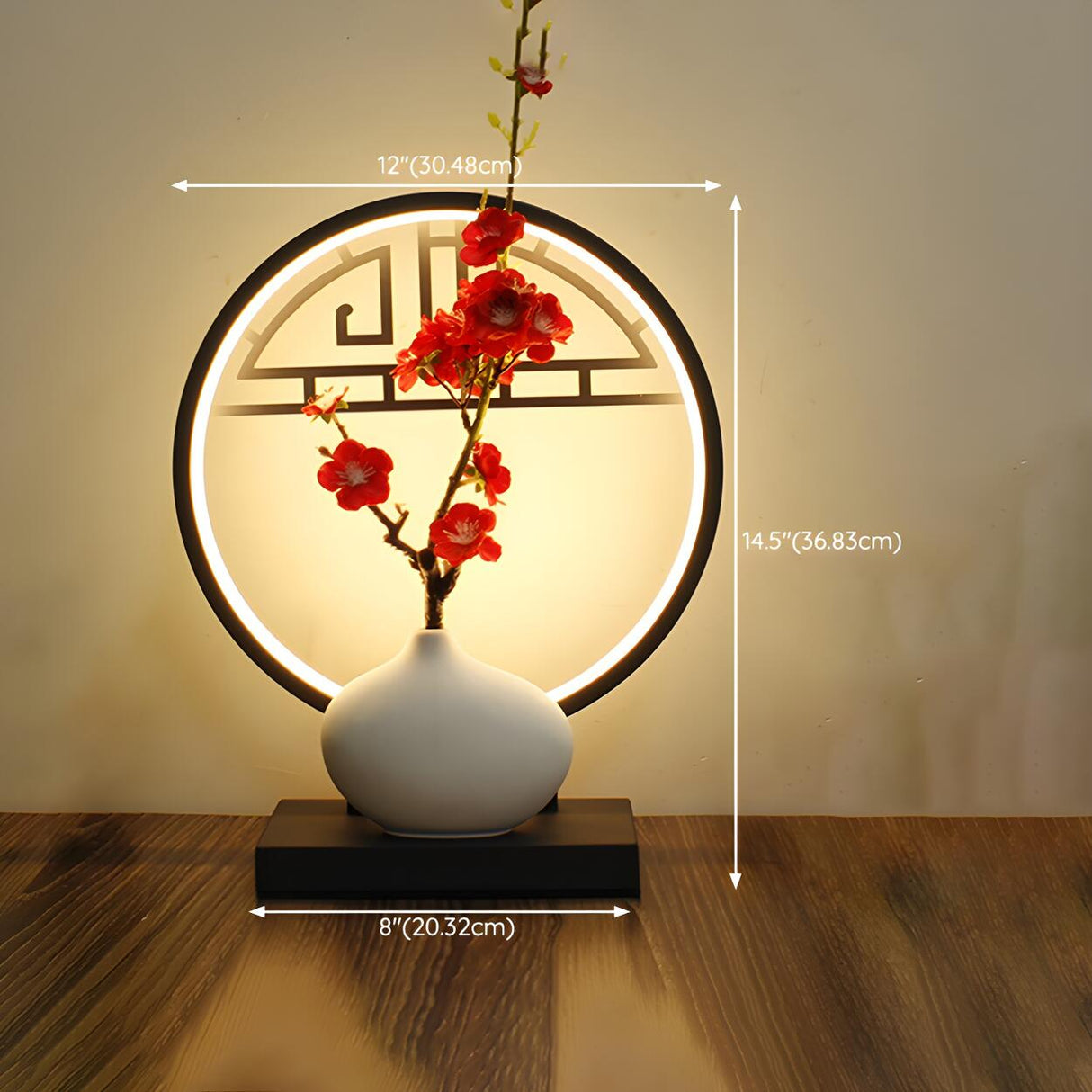 Artistic Flower Vase LED Circle Decor Metal Table Lamp Image - 21