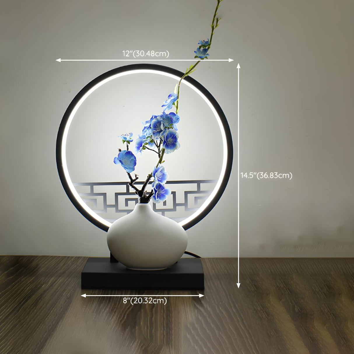 Artistic Flower Vase LED Circle Decor Metal Table Lamp Image - 23