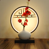 Artistic Flower Vase LED Circle Decor Metal Table Lamp Image - 3