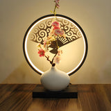 Artistic Flower Vase LED Circle Decor Metal Table Lamp Image - 5