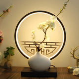 Artistic Flower Vase LED Circle Decor Metal Table Lamp Image - 6