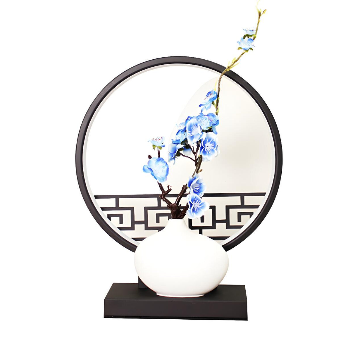 Artistic Flower Vase LED Circle Decor Metal Table Lamp Image - 9