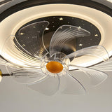 Artistic Flush Mount Saturn Ceiling Fan with LED Light Image - 10