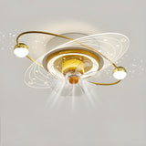 Artistic Flush Mount Saturn Ceiling Fan with LED Light Image - 7