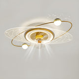 Artistic Flush Mount Saturn Ceiling Fan with LED Light Image - 9