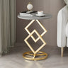 Artistic Geometric Marble Black Steel Pedestal Side Table Image - 12