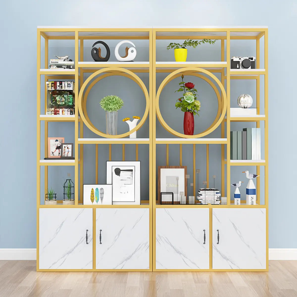 Artistic Geometric Metal Living Room Display Cabinet Image - 1